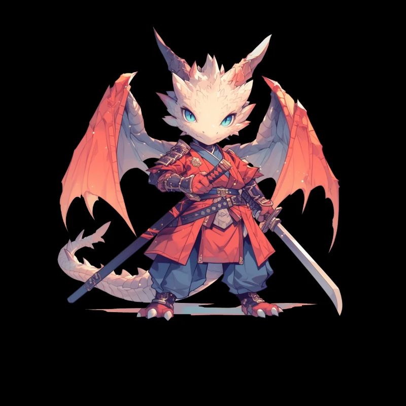 Drache Samurai Japanisch Kawaii Drache