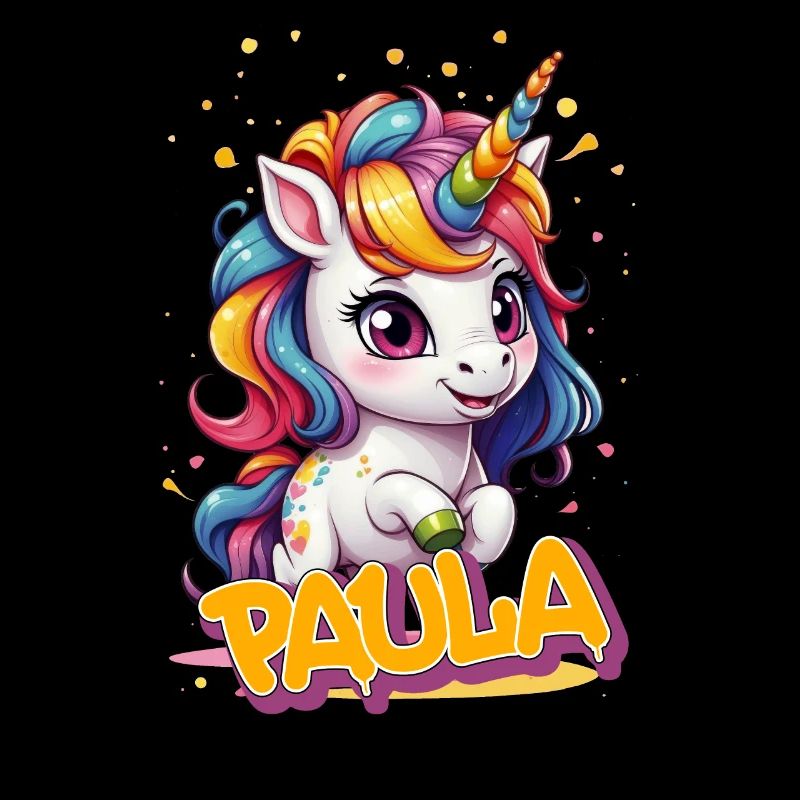 PAULA - Schöner Mädchen Name mit süßem Einhorn