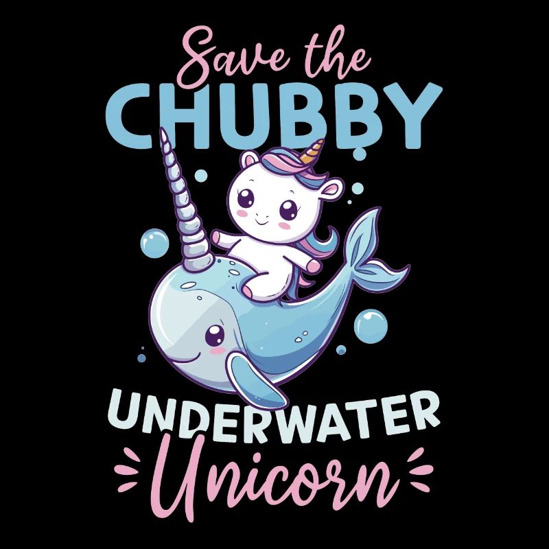 Funny Narwhal Animal Save The Chubby Unicorn