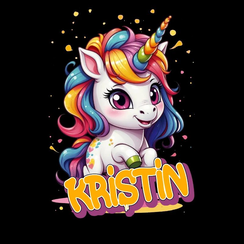 KRISTIN - Schöner Mädchen Name mit süßem Einhorn