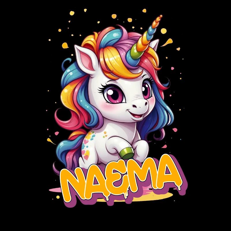 NAEMA - Schöner Mädchen Name mit süßem Einhorn