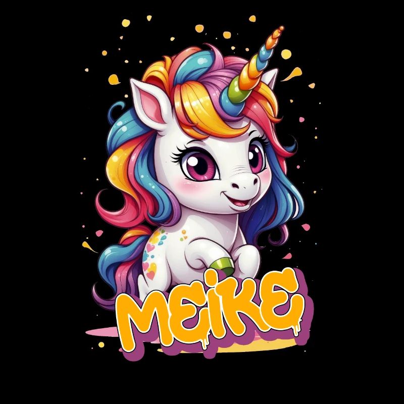 MEIKE - Schöner Mädchen Name mit süßem Einhorn