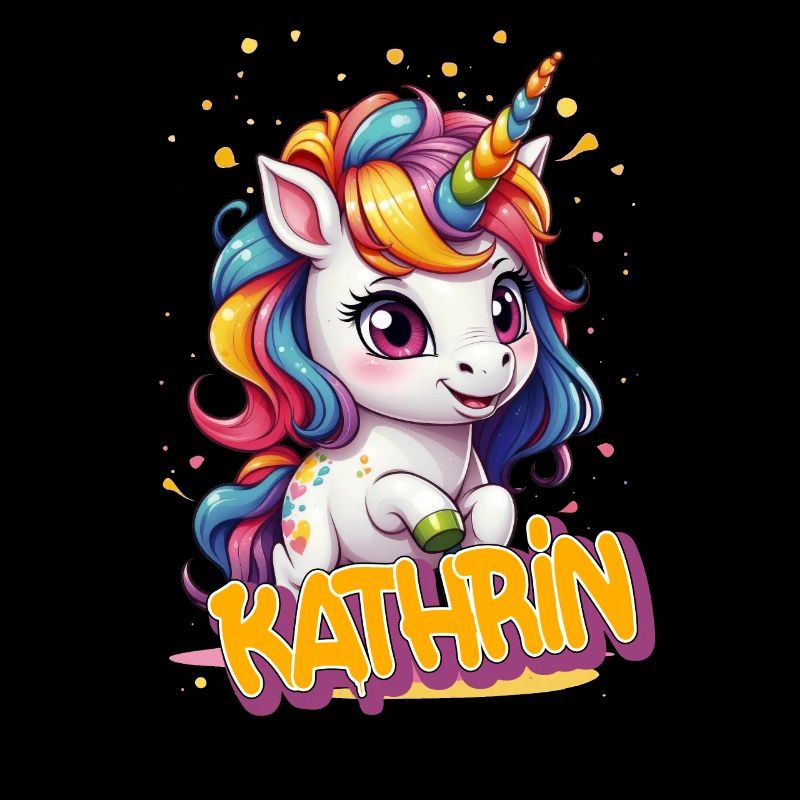KATHRIN - Schöner Mädchen Name mit süßem Einhorn