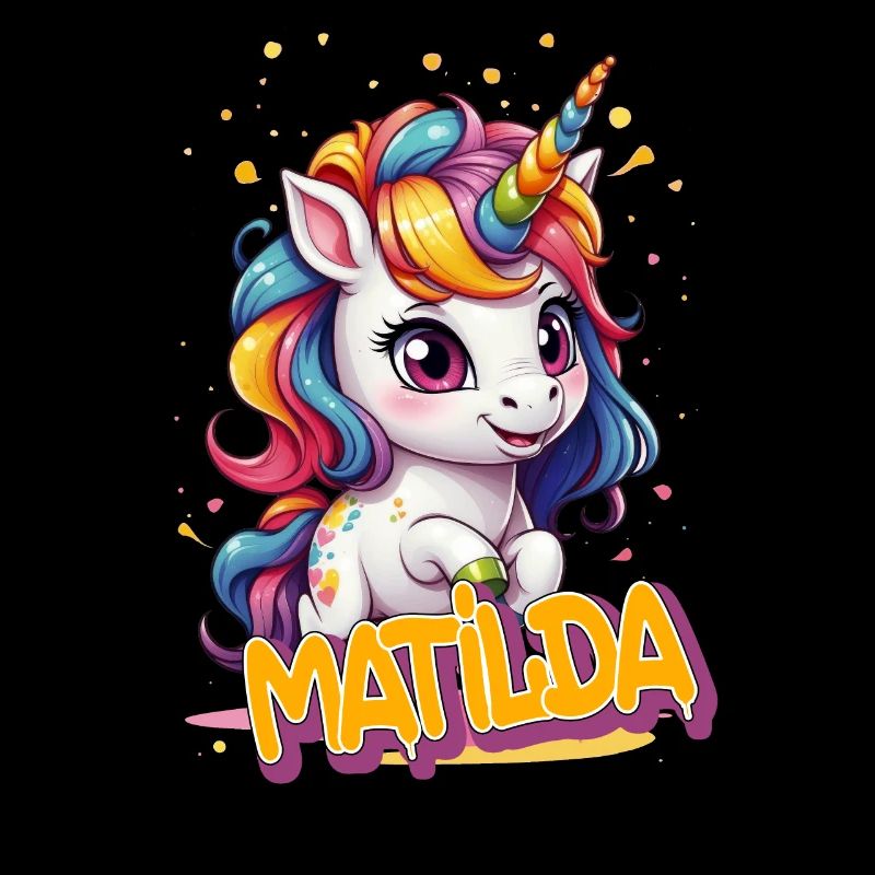 MATILDA - Schöner Mädchen Name mit süßem Einhorn