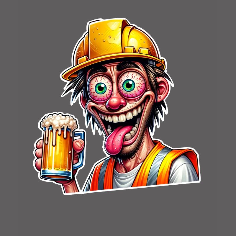 Construction Worker Beer Drunk Funny