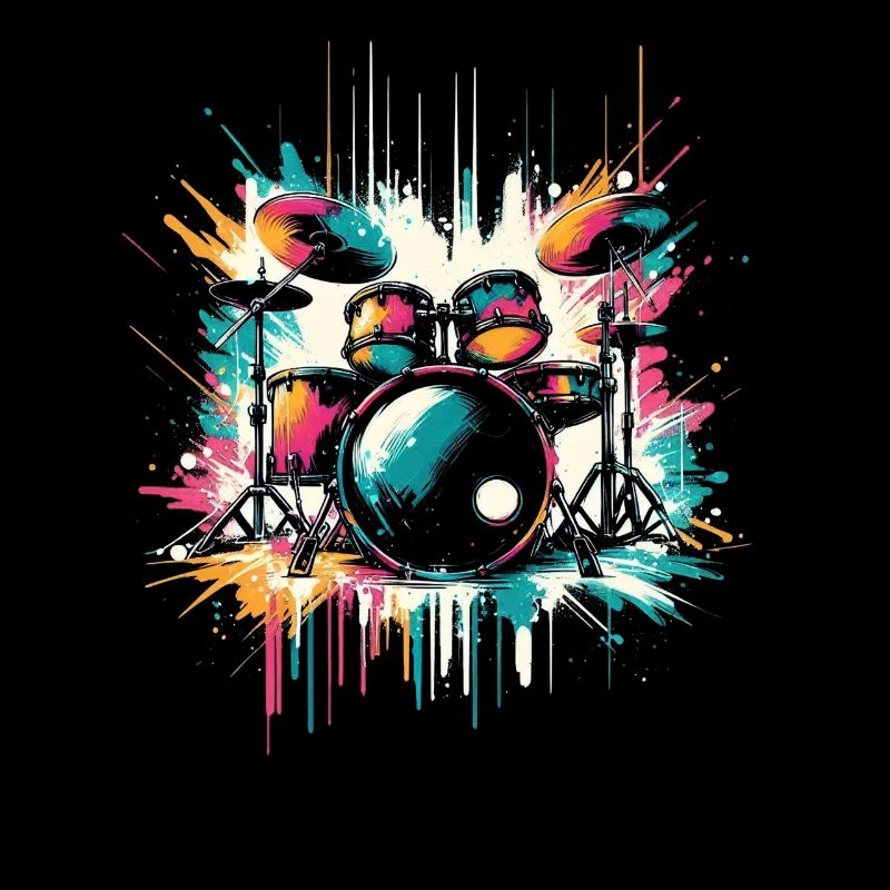 Colorful Abstract Drum Set Drummer Drumming