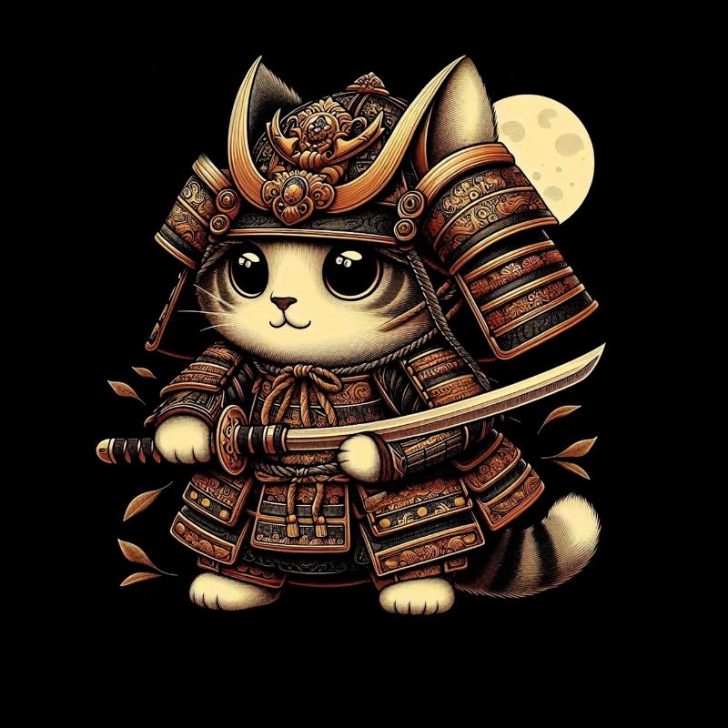 Japonais Samouraï Cat Warrior Retro Ninja