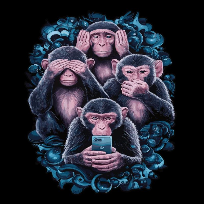 singe sage avec téléphone portable drôle multi conception multimédia