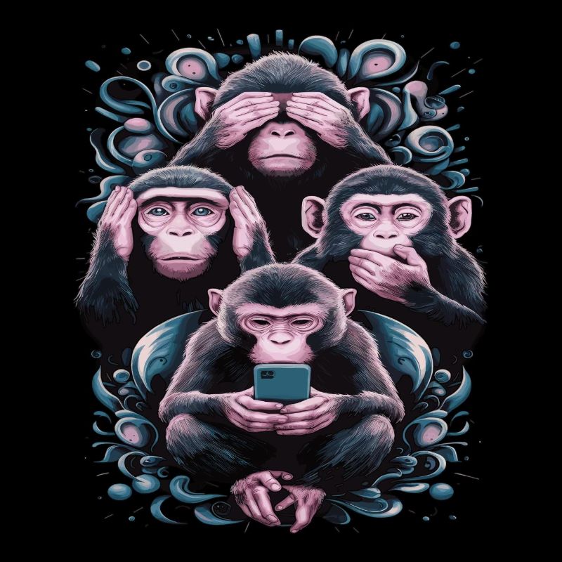 singe sage avec téléphone portable drôle multi conception multimédia