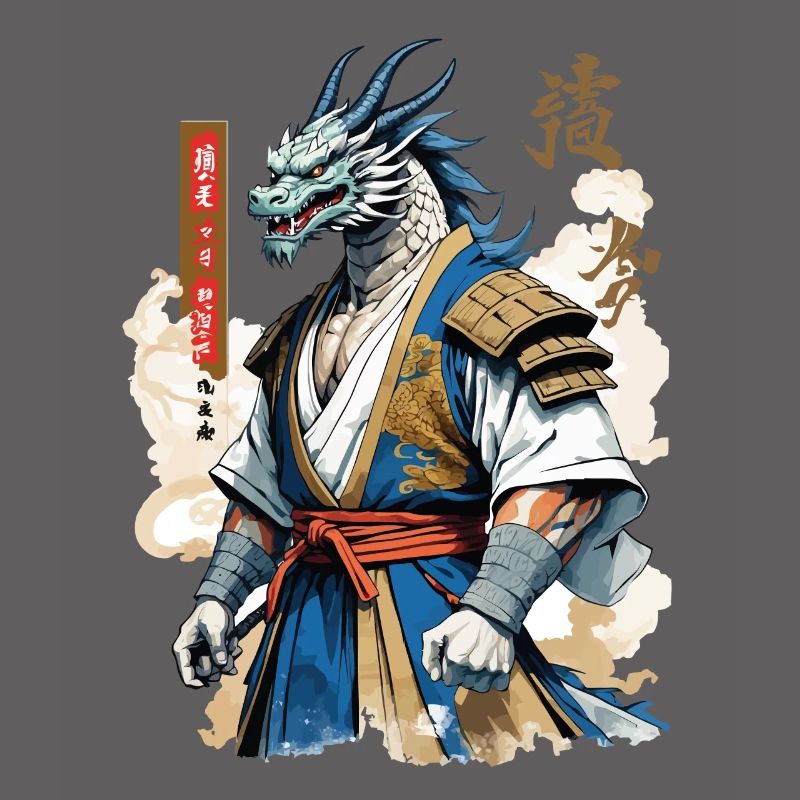 Dragon Samurai Vintage Ukiyo-e Style