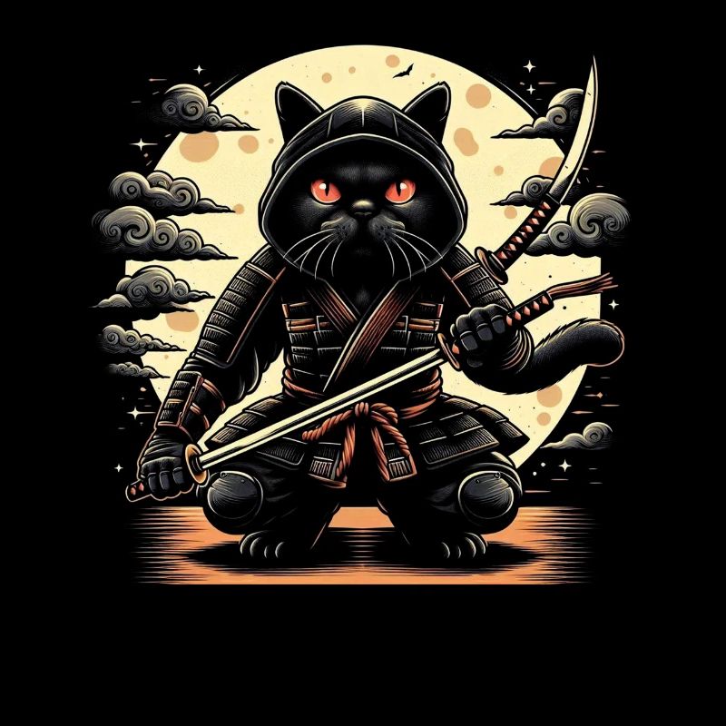 Ninja Cat Japanese Samurai Japan Kawaii Warrior