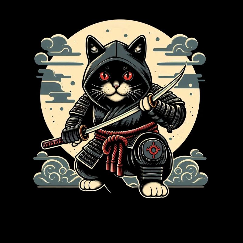 Ninja Cat Japanese Samurai Japan Kawaii Warrior