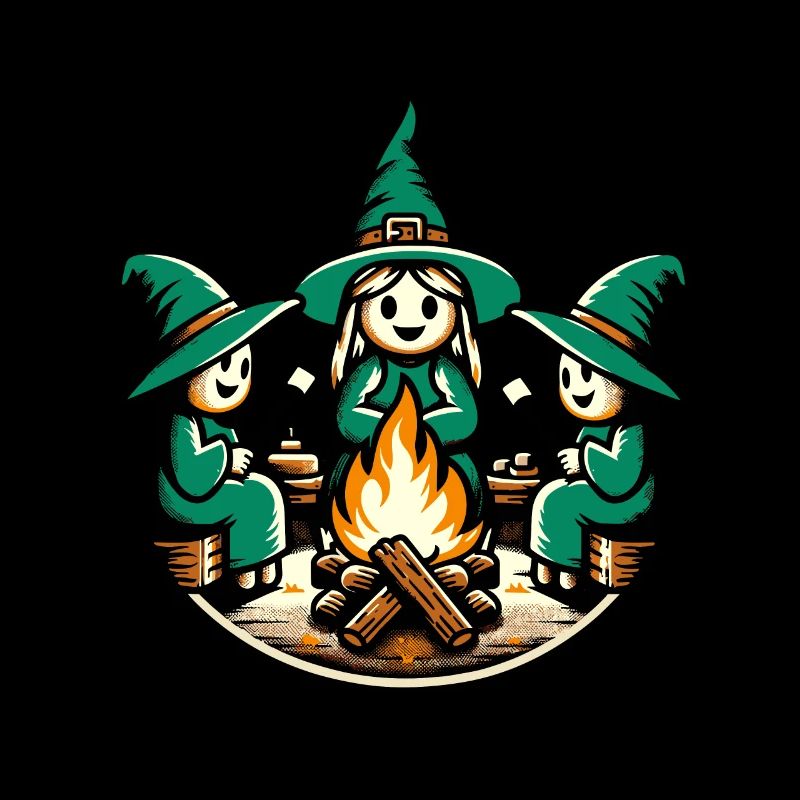 Camping Lagerfeuer Vintage Hexen Design