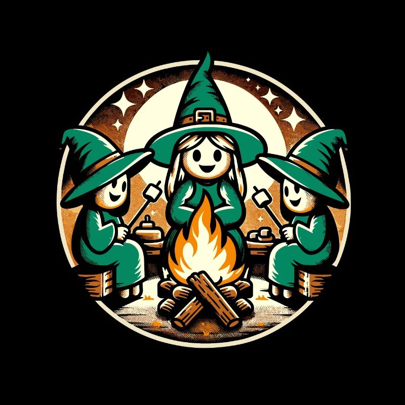 Camping Lagerfeuer Vintage Hexen Design