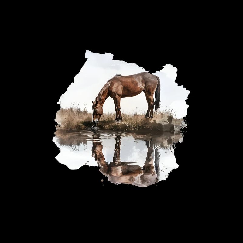 Pferd Trinkt Wasser Am Seeufer