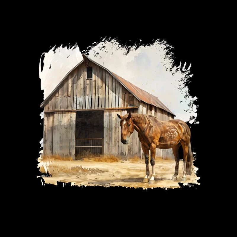 Écurie rustique avec cheval brun
