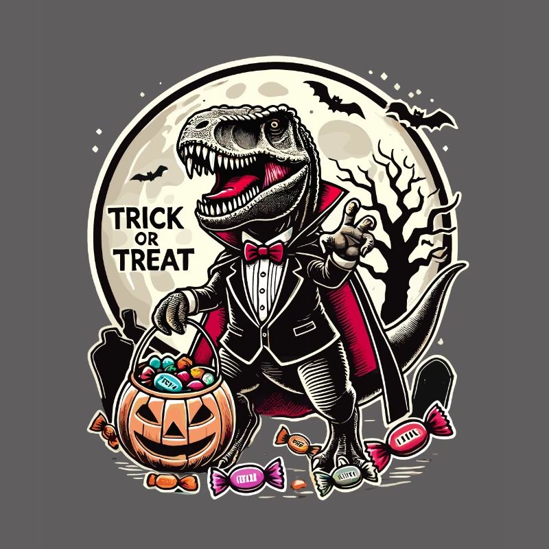 Funny T-Rex Vampire Loves Candy