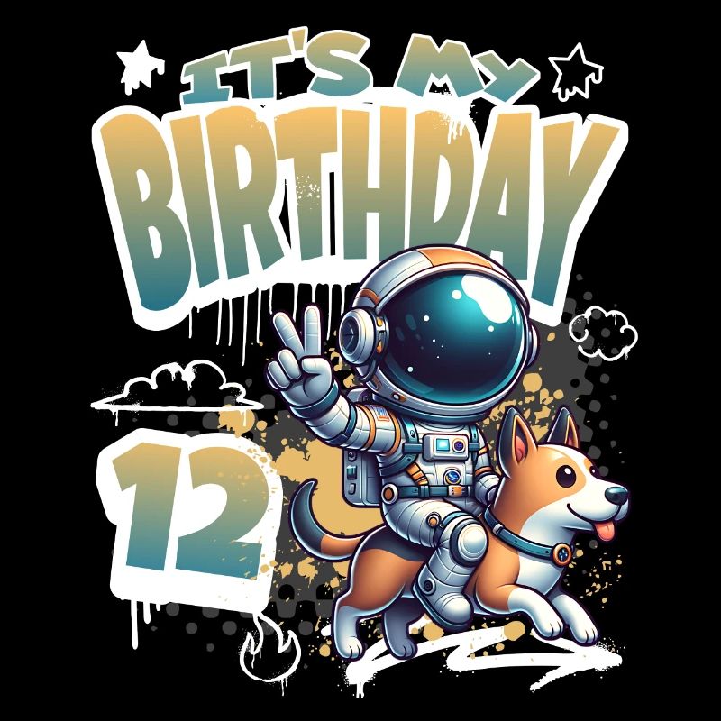 Astronaute 12e anniversaire Chien de l'espace drôle