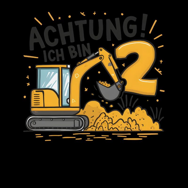 2. Geburtstag Junge 2 Jahre Bagger Baustelle