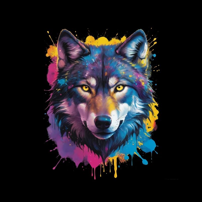 Loup coloré avec expressivité et