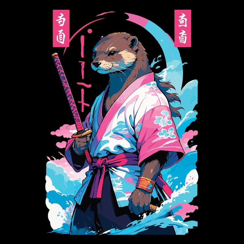 Samurai Otter Aesthetic Vaporwave Asian Style