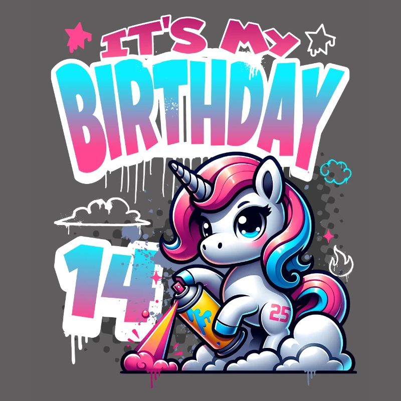 14. Geburtstag Einhorn Graffiti Mädchen