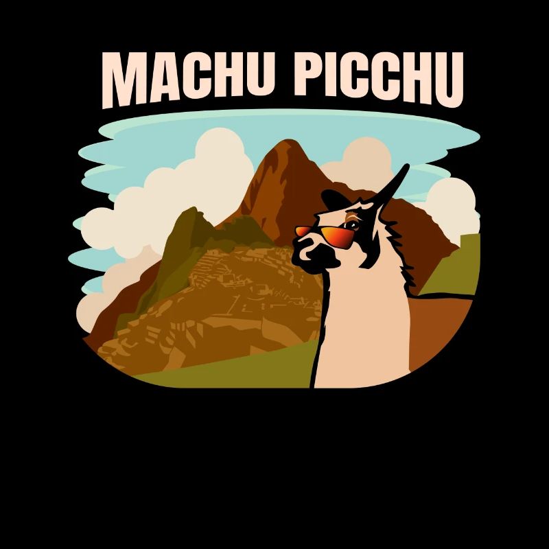 Machu Picchu Lama and mountain panorama