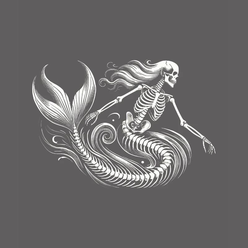 Skeleton Mermaid Mystical Art
