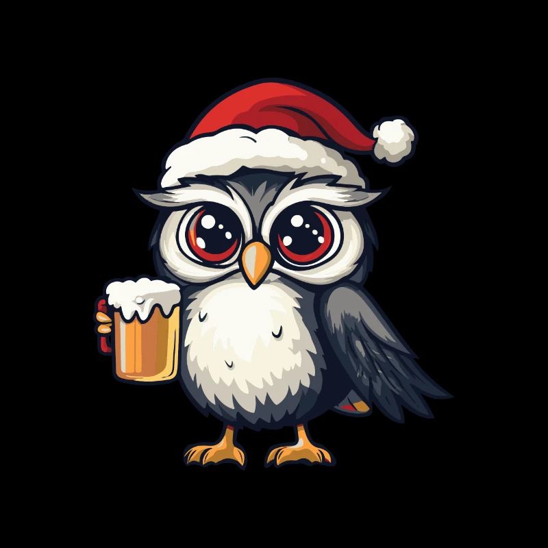 Eule Weihnachten Bier Lustig