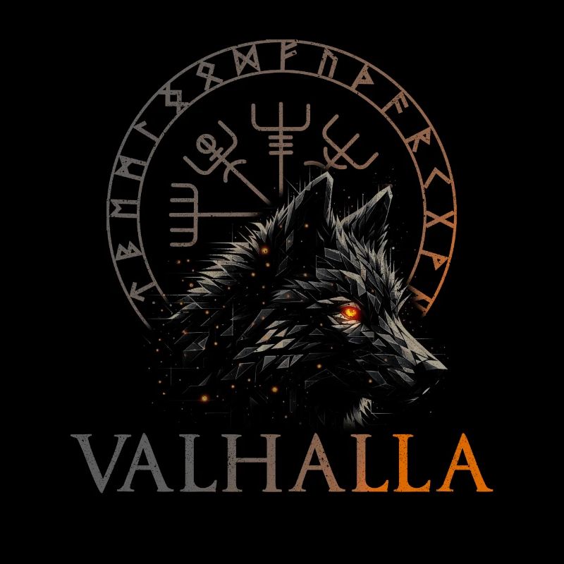 Valhalla Wolf Nordische Götter Wikinger Kompass