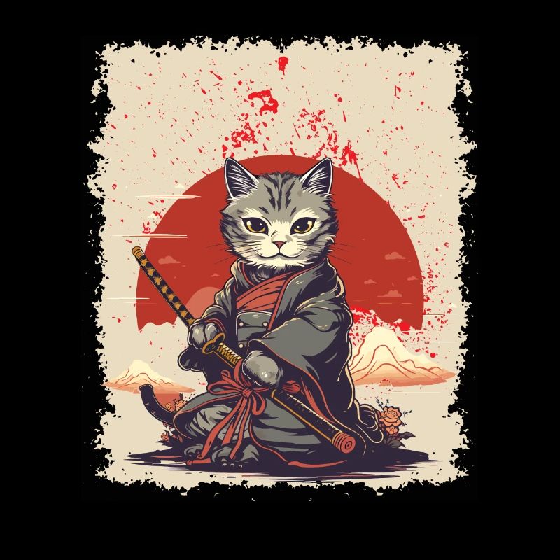 Samurai Japanische Krieger Katze