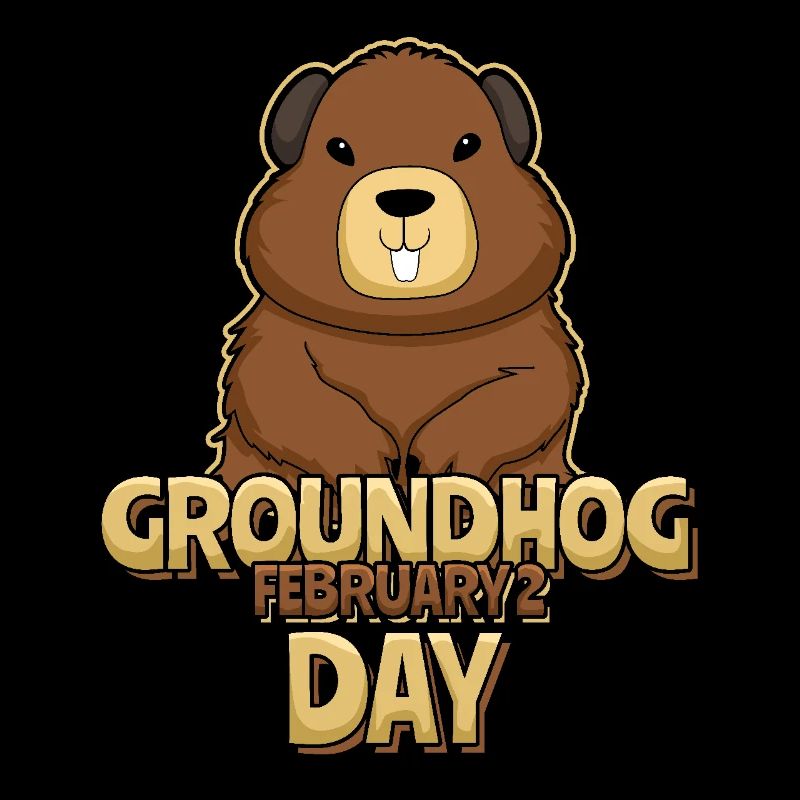 Groundhog Day February 2 Cute Groundhog