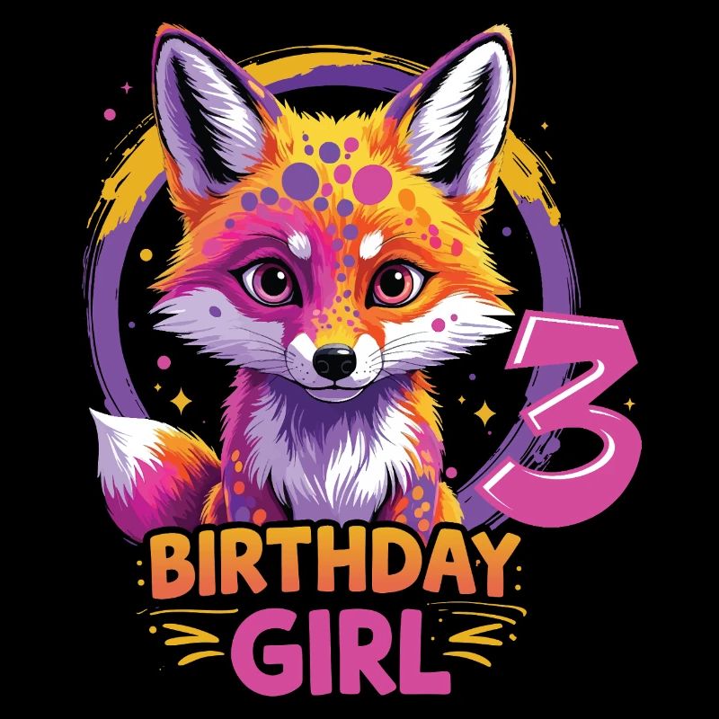 Süßes Mädchenmotiv Geburtstagsfuchs 3 Jahre