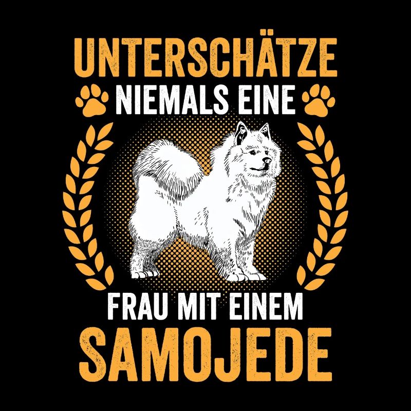 Samoyed Samoyed Spitz Woman with Samoyed