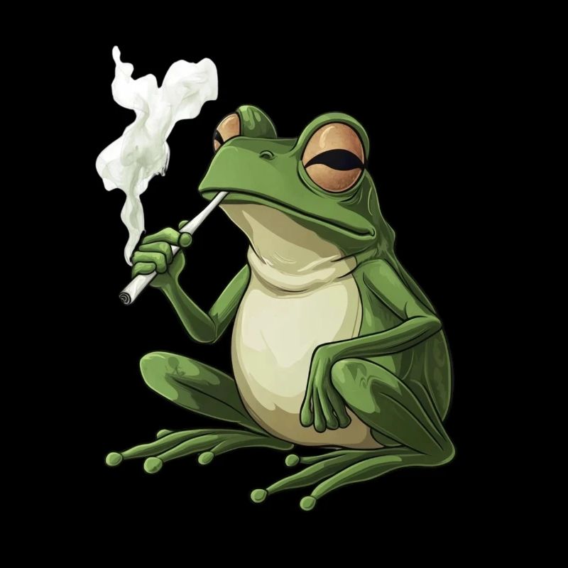 Frog with Cigarette in Mouth - Weed Frog Design