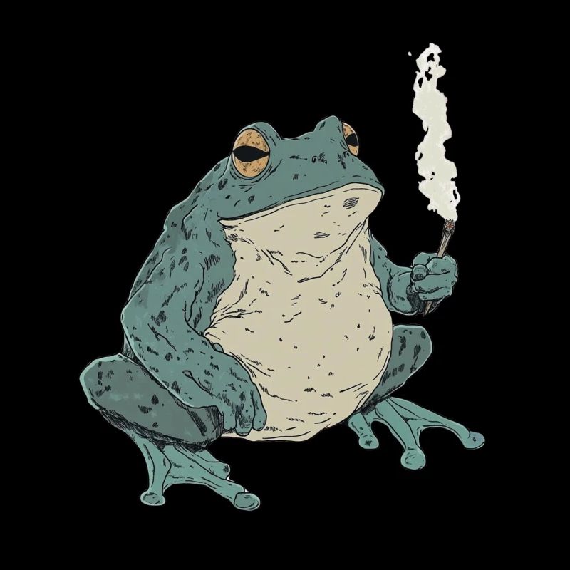 Fat Frog with Cigarette - Weed Frog Design