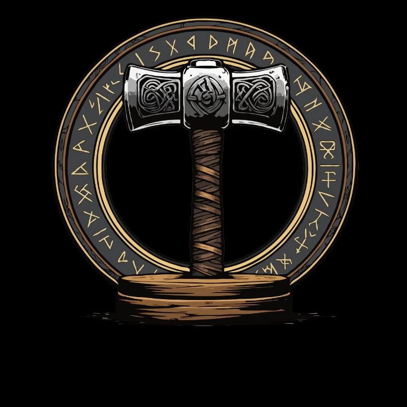 Viking Hammer Warrior Valhalla Runic Circle Thor
