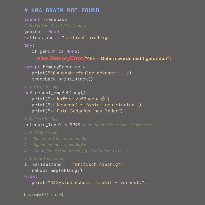 404 Cerveau introuvable Code Python