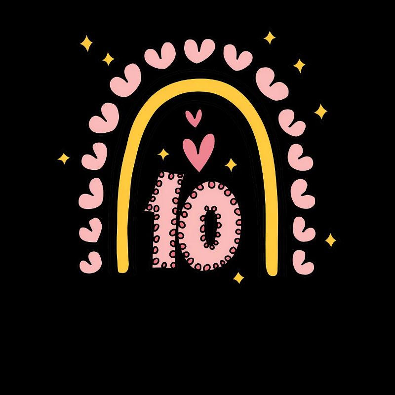 Mignon 10e anniversaire coeur et arc-en-ciel design