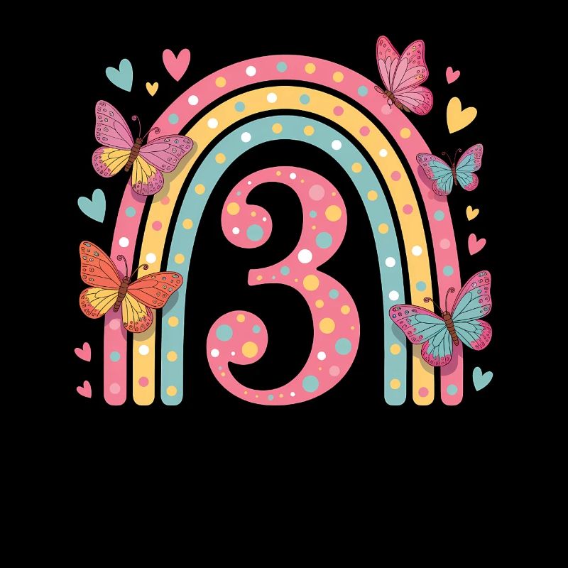 Regenbogen Schmetterling 3. Geburtstag Mädchen