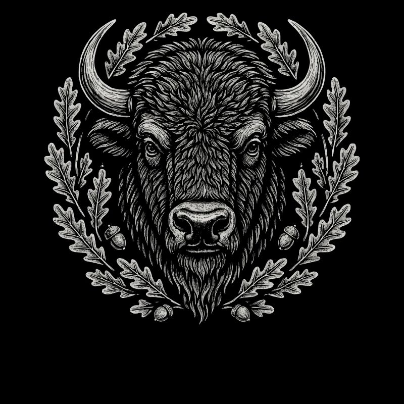 Europäischer Bison mit Eichenkranz Kunst
