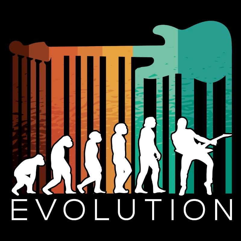 Human Evolution Guitar Band Retro Vintage