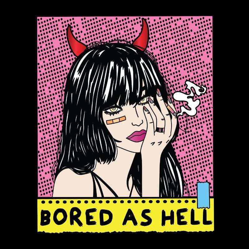 POP-ART Bored As Hell ARTWORK, Devil Frau 80er