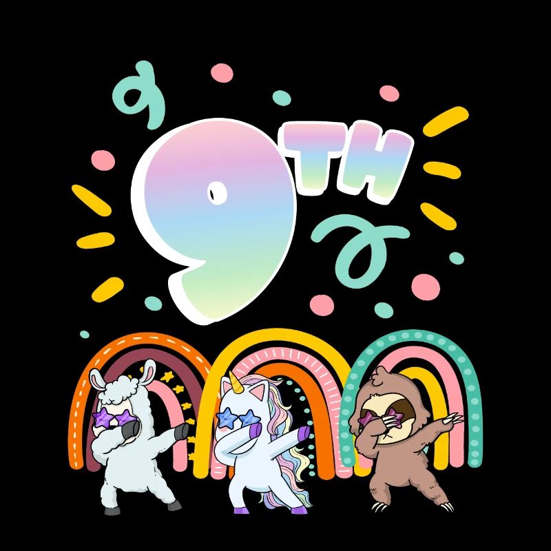 9th Birthday Dabbing Llama Unicorn Sloth | 9.
