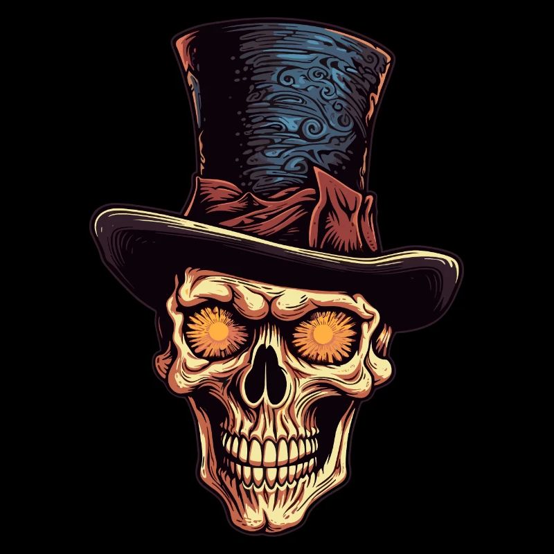 Colorful Abstract Skull with Top Hat