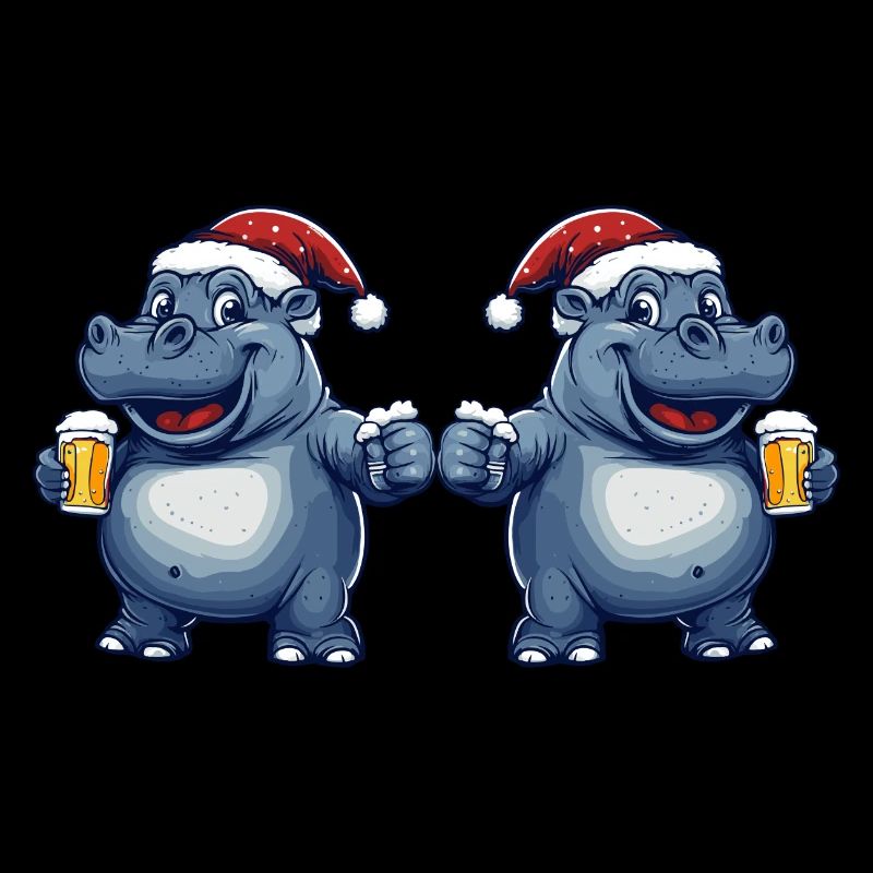 Nilpferd Weihnachten Bier Team
