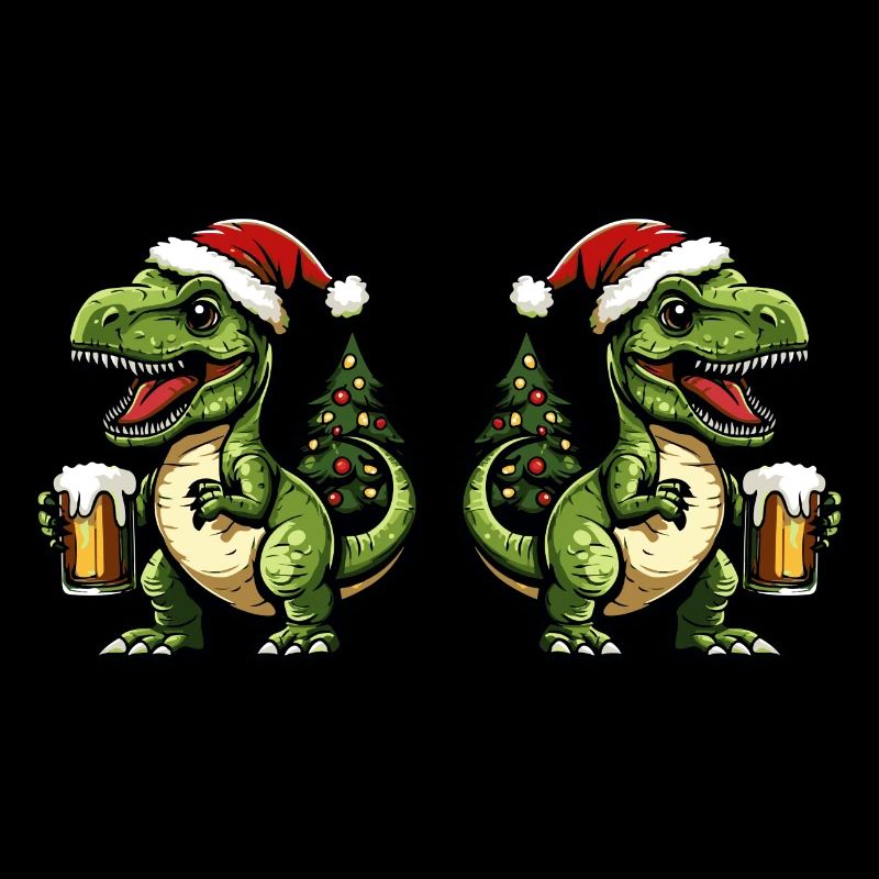 Équipe de la bière de Noël Dinosaur T-Rex