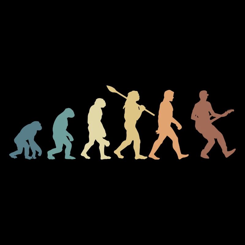 Human Evolution Guitar Band Retro Vintage