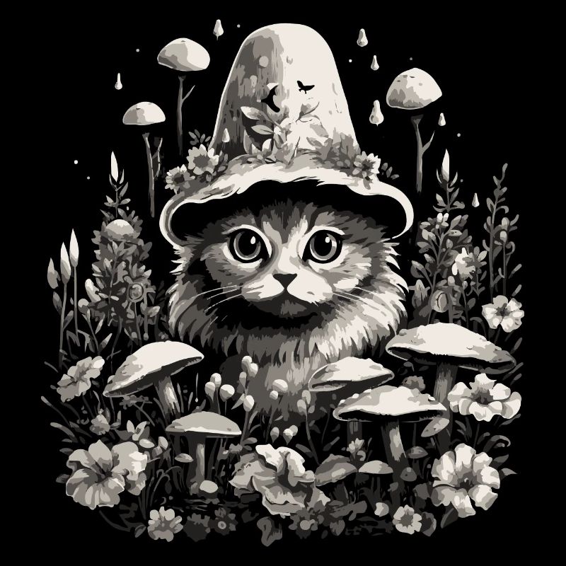 Champignons cottagecore pour chat
