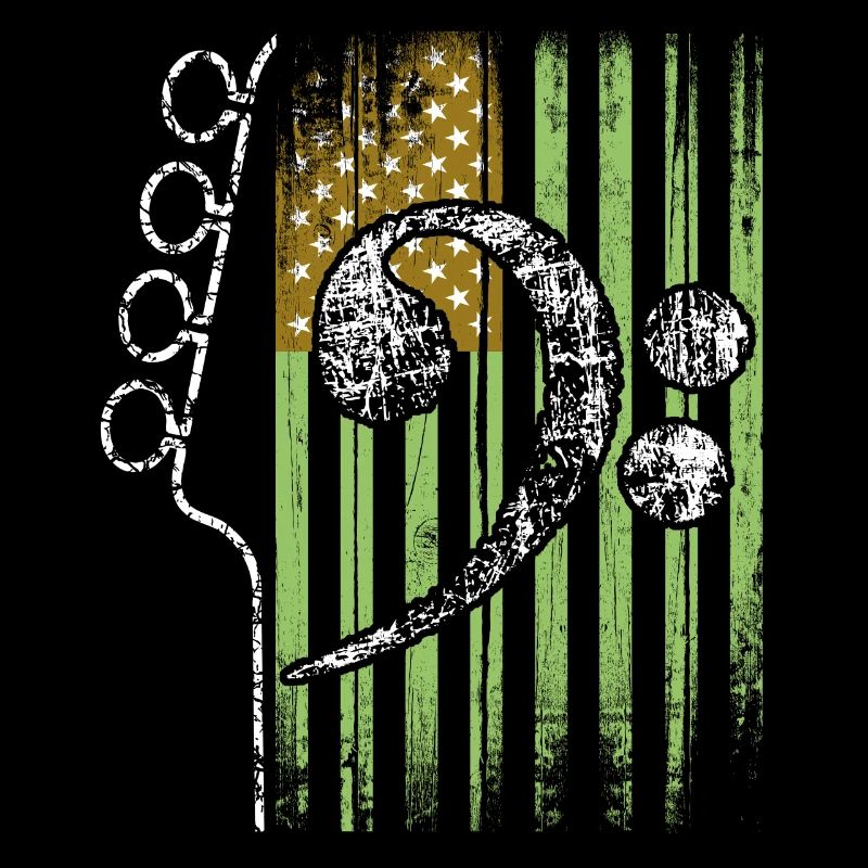 Drapeau américain avec guitare et basse clef